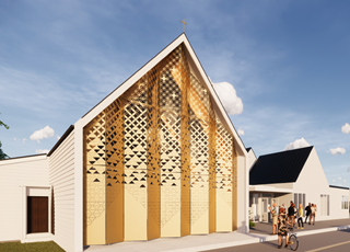 An artist's impression of the exterior of St Hilda’s Anglican Church in Island Bay.