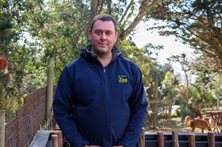A photo of Glyn Avery at Wellington Zoo, where he is Team Leader of Herbivores and Birds, Animal Care. 