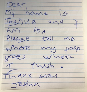 The hand-written letter from Joshua. 
