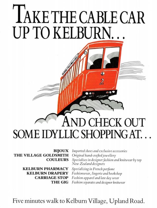 Image of Wellington City Magazine ad for Cable Car and Kelburn shops