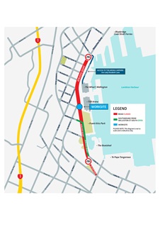 Map of road closures for Jervois Quay pipe repair works
