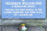 Plaque of Freddie Fish at Karori Cemetery