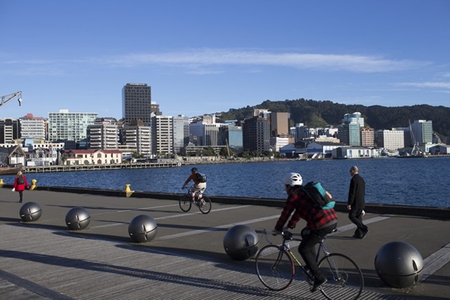 Cyclists on the Waterfront.
