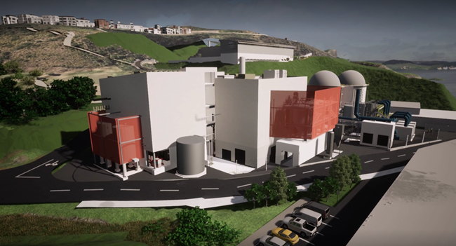 An artistic impression of the new sludge-processing facility at Moa Point. 