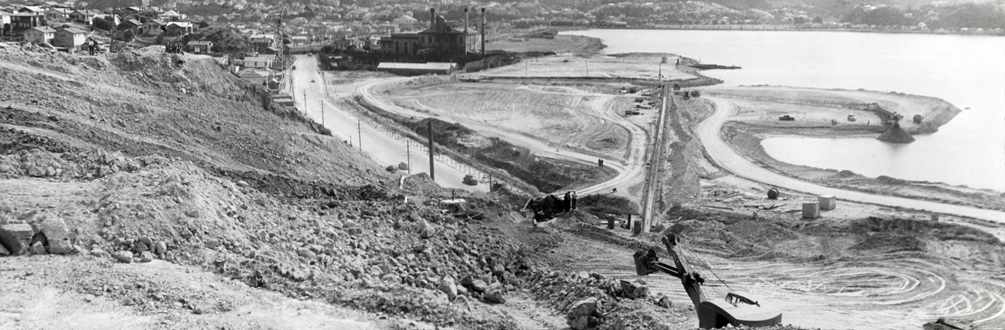 Reclamation of Evans Bay in 1956