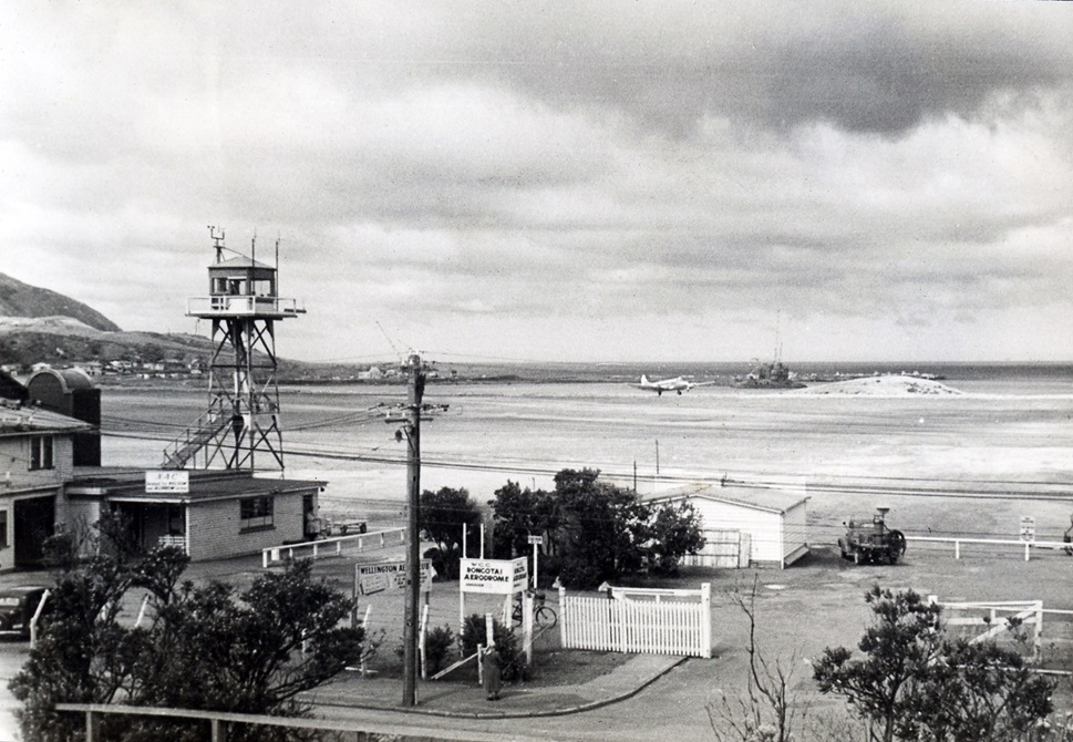 Black and white image of Rongotai Aerodrome 