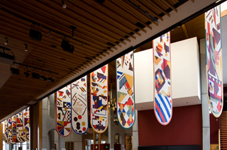 Gordon Crook banners in the Michael Fowler centre.