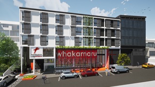 Render of Whakamaru building made by Wellington City Mission.