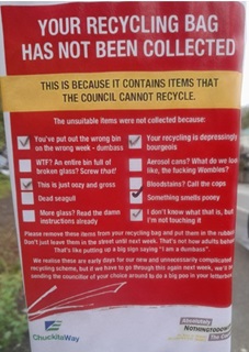 Fake recycling sticker.