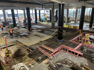 Ground floor concrete preparation at Te Matapihi.