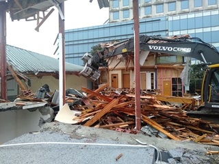 Old college auditorium being demolished.