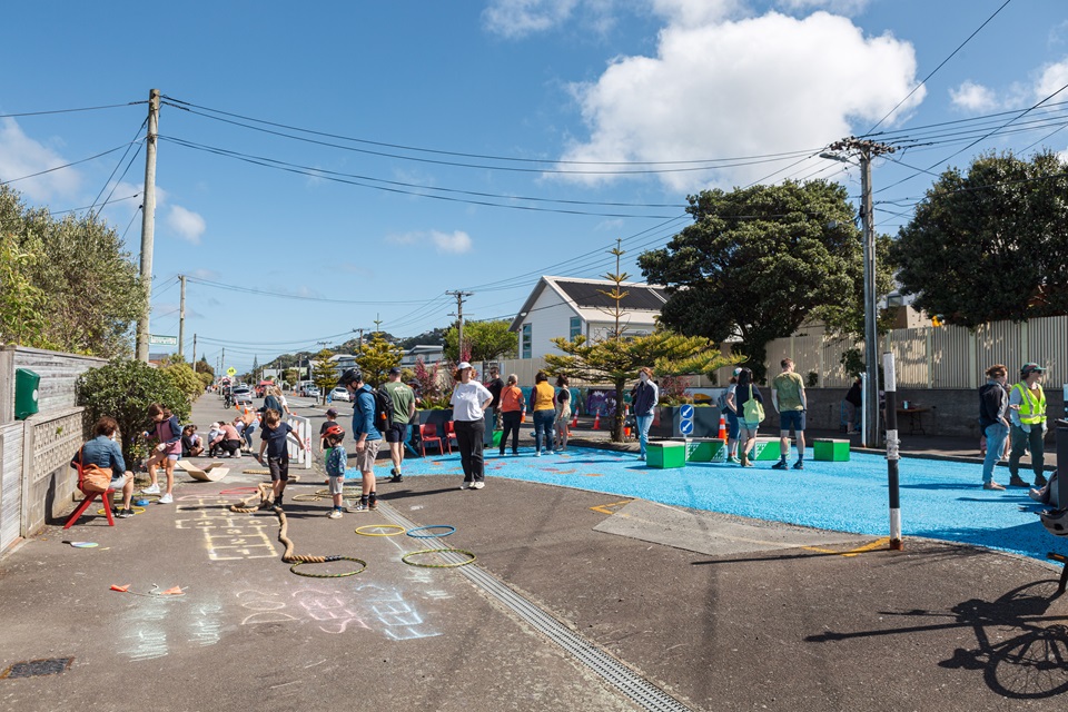 People gather at launch of Lyall Bay street trial