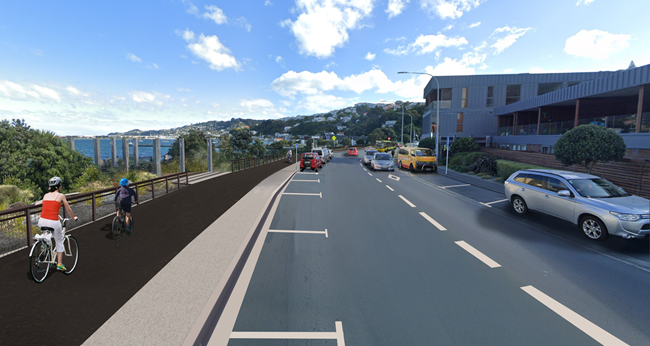 Artist impression of works at Greta Point.