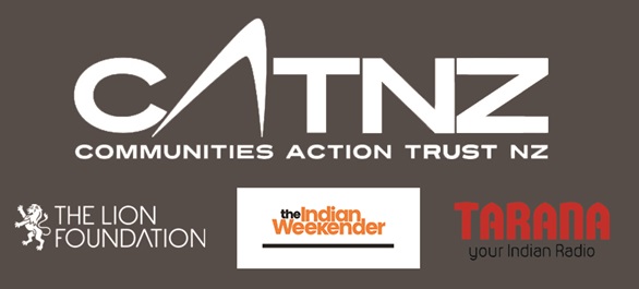 Sponsor logos Communities Action Trust (largest), The Lion Foundation, the Indian Weekender, Radio Tarana,
