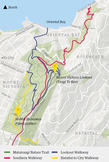 Map showing the location of Mount Victoria Lookout Walkway.